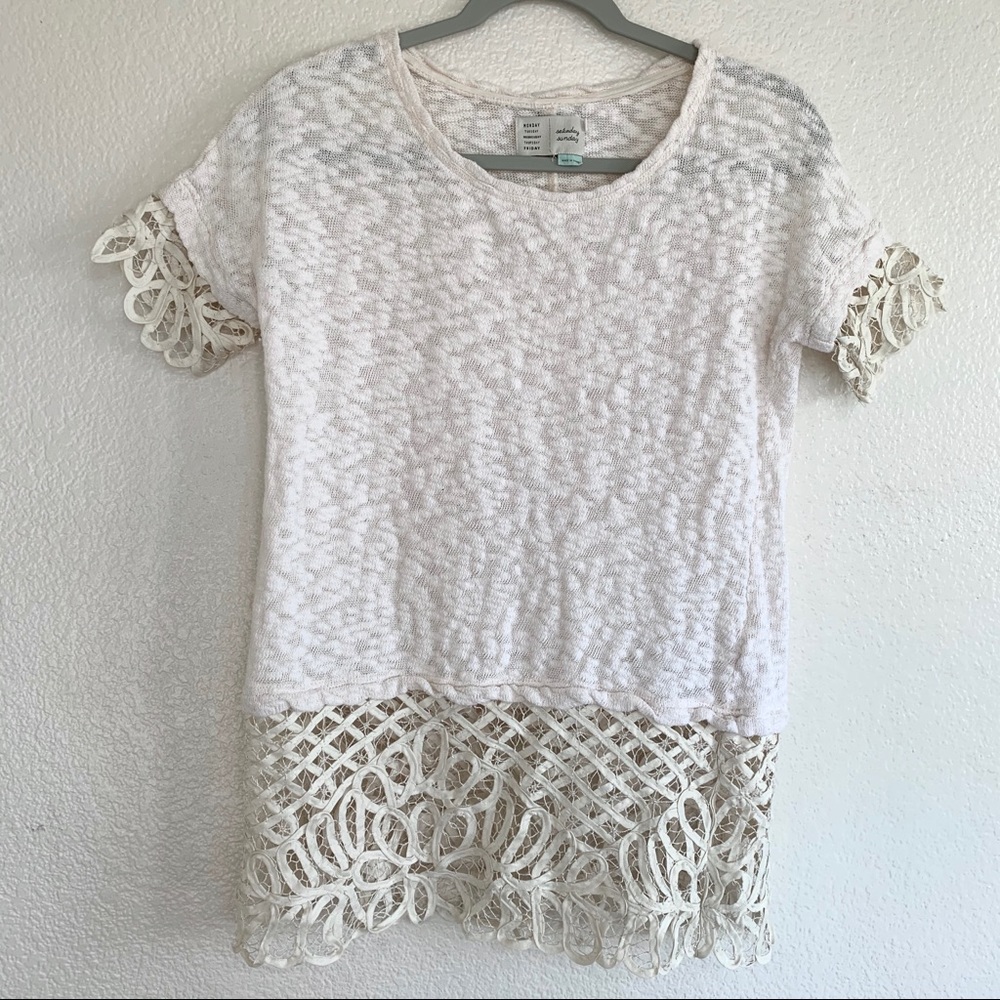 Saturday Sunday Anthro Crochet Slub Knit Top - Picture 2 of 8